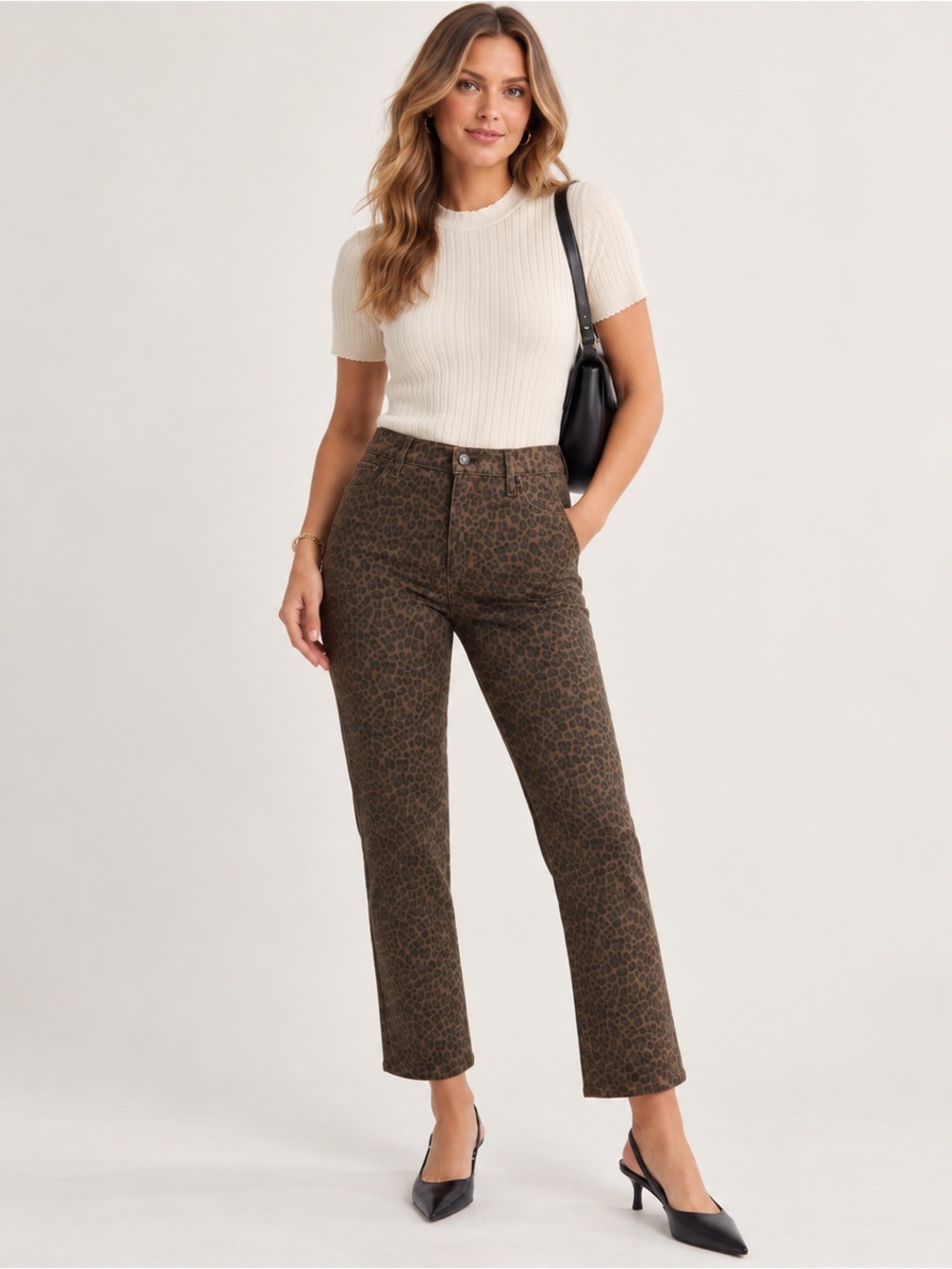 NWT FRAME Le Sleek Straight High Rise Leopard Animal Print Jeans Size 31